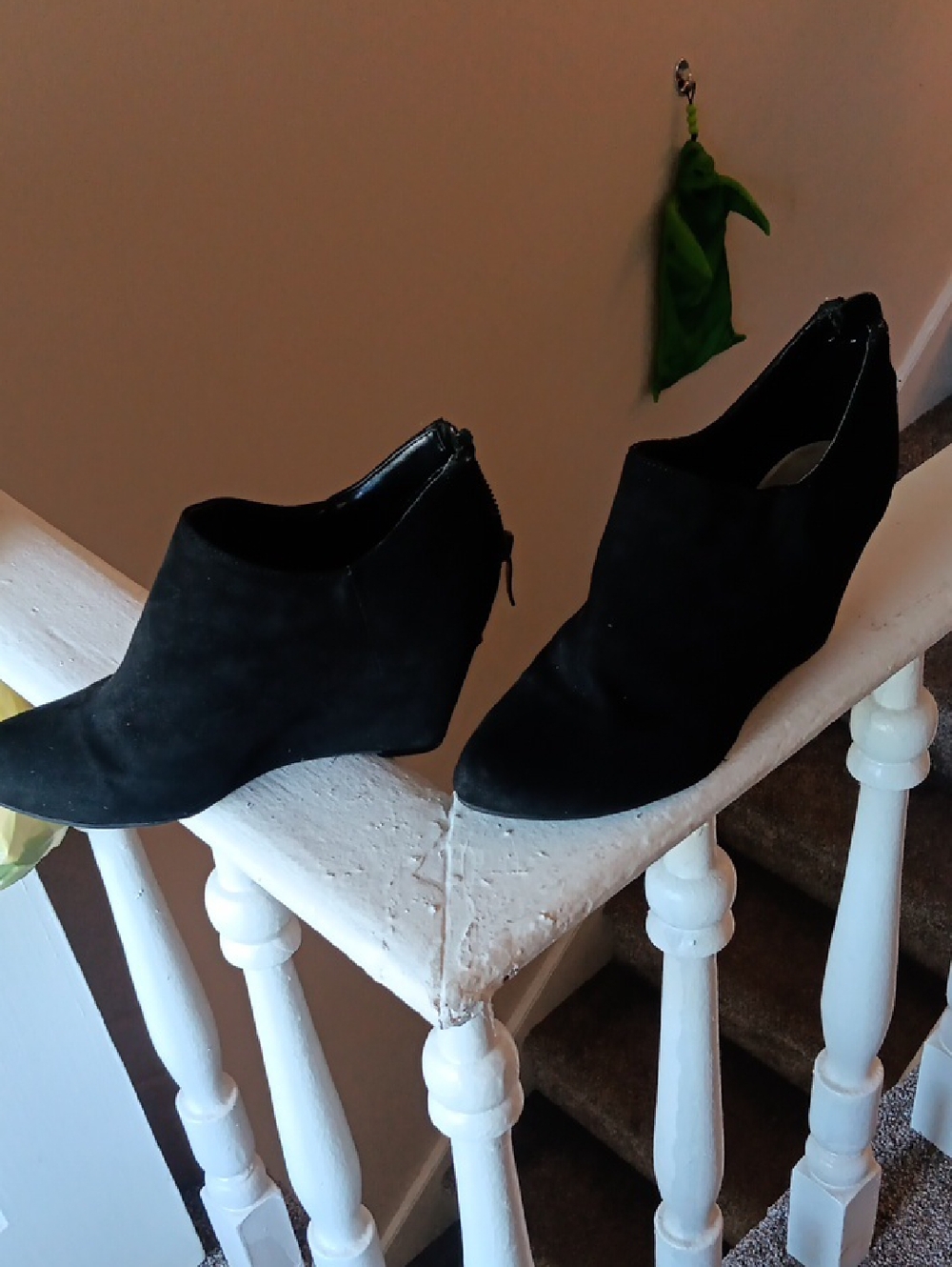 Xappeal Black Suede Wedge Ankle Booties